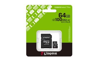 Kingston SDCS3-64GB 64GB microSDXC Canvas Select Plus Gen3 100MB-s A1 Card + Adapter Hafıza Kartı