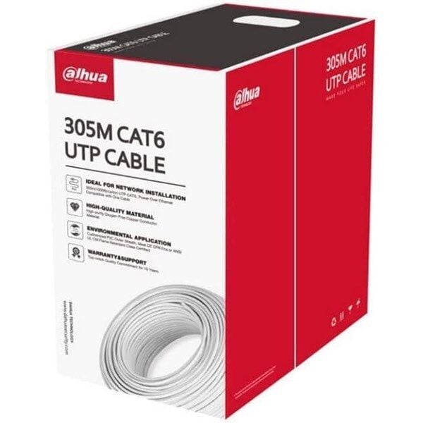 DAHUA 305metre CAT6 Utp 24AWG Beyaz Saf Bakır Kablo Halojen Free DH-PFM923I-6UN-C