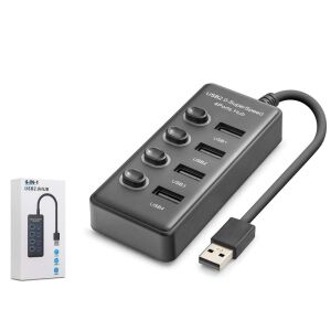 Hadron HDX7048 USB Hub 2.0 480Mbps 4x USB-A 4 Port Switch’li Çoklayıcı Siyah