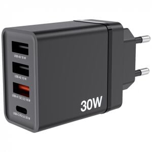 VERBATIM CHR-30EU1 30W 4 Bağlantı Noktalı USB Duvar Şarj Cihazı - Siyah