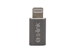S-link SL-TA20M Gümüş Metal Gövde MicroUSB 5pin F to Lightning M Çevirici