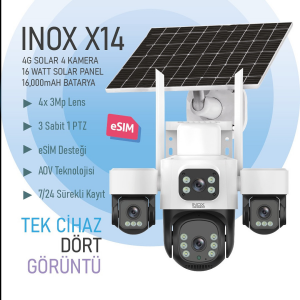 INOX 3MP 4Lens PT Speed Dome 3.6mm IP Solar Kamera E-Sim X14