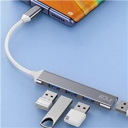 Inca IUSB-04T Type-C Grişli 4Port Usb Hub 3X2.0 USB Çıkış 3.0 USB Çıkış 5 Gbps