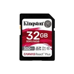 Kingston SDR2-32GB Canvas React Plus SDHC UHS-II 300R-260W U3 V90 for Full HD-4K-8K Hafıza Kartı