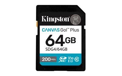 Kingston SDG4-64GB 64GB SDXC Canvas Go Plus Gen4 200MB-s C10 UHS-I U3 V30 Hafıza Kartı