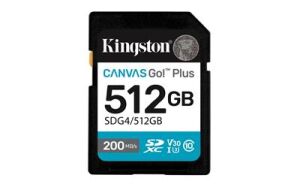 Kingston SDG4-512GB 512GB SDXC Canvas Go Plus Gen4 200MB-s C10 UHS-I U3 V30 Hafıza Kartı