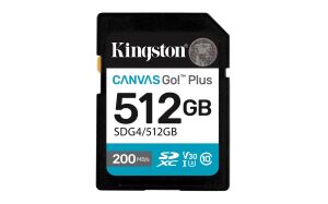 Kingston SDG4-512GB 512GB SDXC Canvas Go Plus Gen4 200MB-s C10 UHS-I U3 V30 Hafıza Kartı
