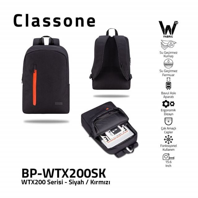BP-WTX200SK BP-WTX200SK-15.6'' Sırt Çnt-Siyah-Krımızı