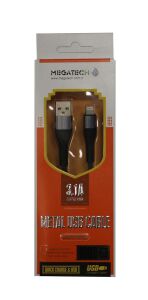 Megatech 3.1A  Örgülü A Serisi IPH7 Data Kablosu Gri-Siyah