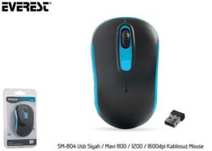 Everest SM-804 Usb Siyah-Mavi 800-1200-1600dpi Kablosuz Mouse