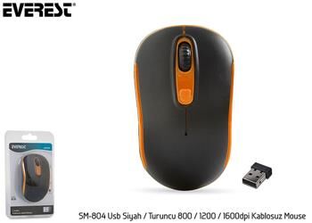 Everest SM-804 Usb Siyah-Turuncu 800-1200-1600dpi Kablosuz Mouse