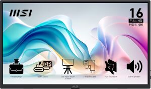 MSI 15.6 IPS PRO MP165 E6 4MS 60HZ HDMI-TYPEC Taşınabilir Monitör 1920x1080