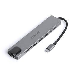 Dark DK-AC-U31X40 USB 3.1 Type-C 8 in1 Ether-HDMI-TF SD Kart Okuyucu- USB 3.0-USB-C&USB-C PD Hub