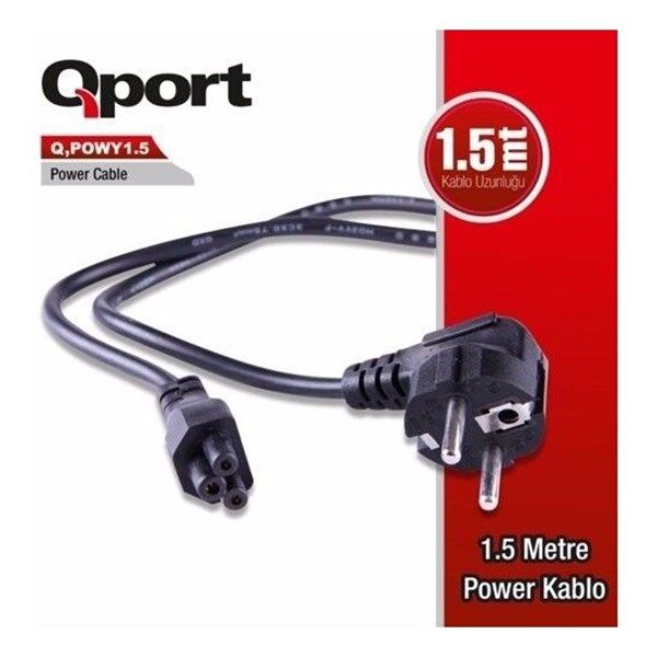 QPORT 1.5metre Q-POWY1.5 0.75mm Notebook Power Kablosu