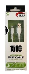 Elba Elb36-L1 1,5Mt  Micro  Beyaz 3A Hızlı Şarj Kablosu