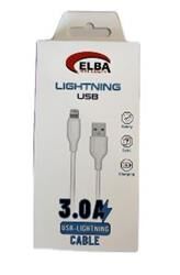 Elba Elb27-IOS 1Mt  iPhone Lightning 3A Hızlı Şarj Hasırlı Şarj Kablosu Beyaz