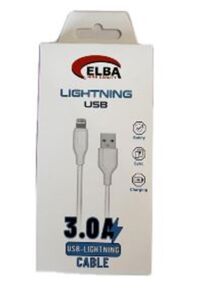 Elba Elb27-IOS 1Mt  iPhone Lightning 3A Hızlı Şarj Hasırlı Şarj Kablosu Beyaz