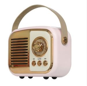 Mikado MD-24BT Echoes 3W 800mAh Pembe Usb+TF Kart+Bluetooth Destekli Klasik Retro Müzik Kutusu