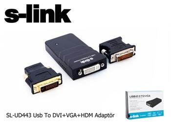 S-link SL-UD443 Usb To DVI+VGA Adaptör