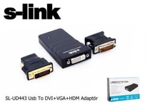 S-link SL-UD443 Usb To DVI+VGA Adaptör
