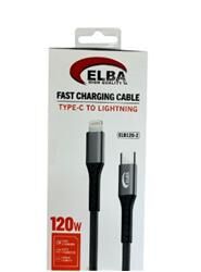 Elba Elb120-2 120w   Type-c To Lightning 1Mt Siyah Örgülü  Şarj Kablosu (( Data Veri )