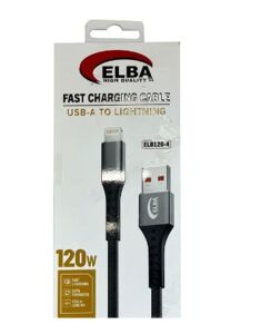 Elba Elb120-4 120w   Lightning To Usb 1Mt Siyah Örgülü  Şarj Kablosu ( Data Veri )
