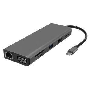 Hytech HY-USBC32 4K-2K Ultra HD Gri Metal 5x USB2.0-USB3.0 100M RJ45 PD, TypeC Data, ö