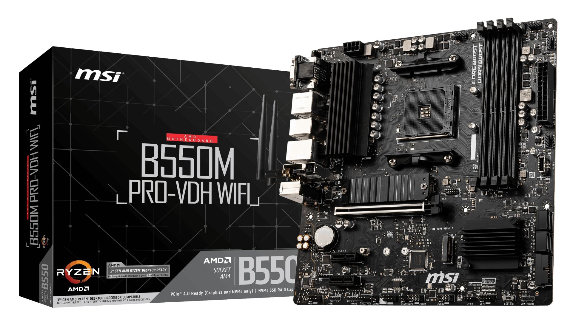 MSI B550M PRO-VDH WIFI DDR4 HDMI DP PCIE 4.0 AM4 mATX
