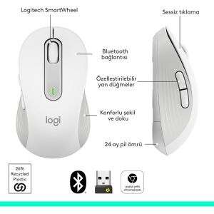 LOGITECH M650 Kablosuz Beyaz Mouse (910-006238)