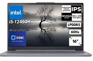Lenovoo IdeaPad Slim 3 83ES0033TR i5-12450H 8GB5 512 GB SSD 16 WUXGA (1920x1200) FreeDOS Notebook
