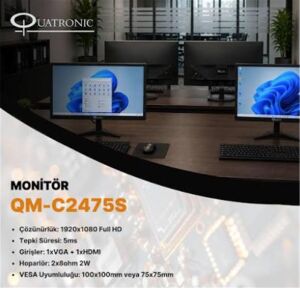 Quatronic QM-C2475S 24 1080 (HDMI+VGA) Speaker 75Hz Fhd Led Monitör
