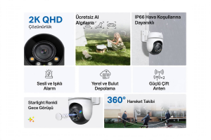 TP-LINK 4MP PT SpeedDome 3.2MM WiFi Kablosuz Pan/Tilt Starlight IP66 AI IP Kamera Tapo TC42