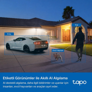 TP-LINK 4MP 2K QHD 2800 Lümen Projektörlü AI IP65 WiFi Dış Mekân IP Kamera Tapo C720