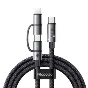 MCDODO CA-0450 LIGHTNING PD 36W - TYPE-C 100W DESTEKLİ2 Sİ BİR ARADA ŞARJ KABLOSU 1.2M