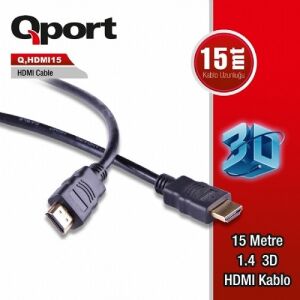 QPORT 15metre Q-HDMI15 HDMI Kablo 3D Gold 1.4v