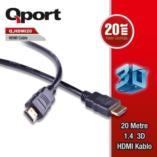 QPORT 20metre Q-HDMI20 HDMI Kablo 3D Gold 1.4v
