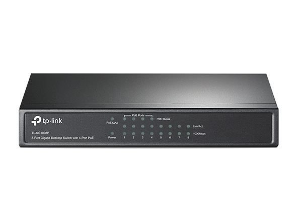 TL-SG1008P 10/100/1000Mbps 8xPort Masaüstü PoE Siyah Çelik Kasa Switch