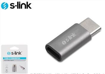 S-link SL-TA25M Gümüş Metal Gövde MicroUSB 5pin F to Type C M Çevirici