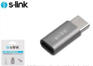 S-link SL-TA25M Gümüş Metal Gövde MicroUSB 5pin F to Type C M Çevirici