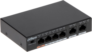DAHUA 6port-4port PoE 60w 10/100 Yönetilemez Metal Kasa Switch DH-PFS3006-4ET-60