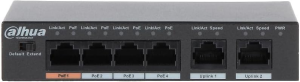 DAHUA 6port-4port PoE 60w 10/100 Yönetilemez Metal Kasa Switch DH-PFS3006-4ET-60
