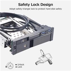 Oem 5,25'' Dahili Çift Yuvalı Sabit Disk Kutusu 2,5+3,5 inç SATA HDD-SSD Muhafaza Aletsiz Tasarım