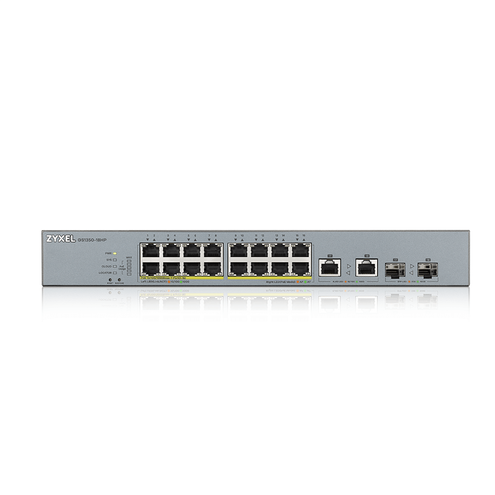 ZyXEL 16port PoE 250w 2-SFP Gigabit Yönetilebilir Switch GS1350-18HP