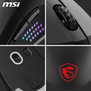 MSI VERSA 300 ELITE W 26000 DPI RGB 2.4GHz Bluetooth 5.3 Kablosuz Gaming Mouse