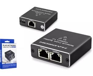 Hadron Hdx1347 100mt Network Splitter Gigabit Rj45 1000Mbps 1-In 2-Out Siyah