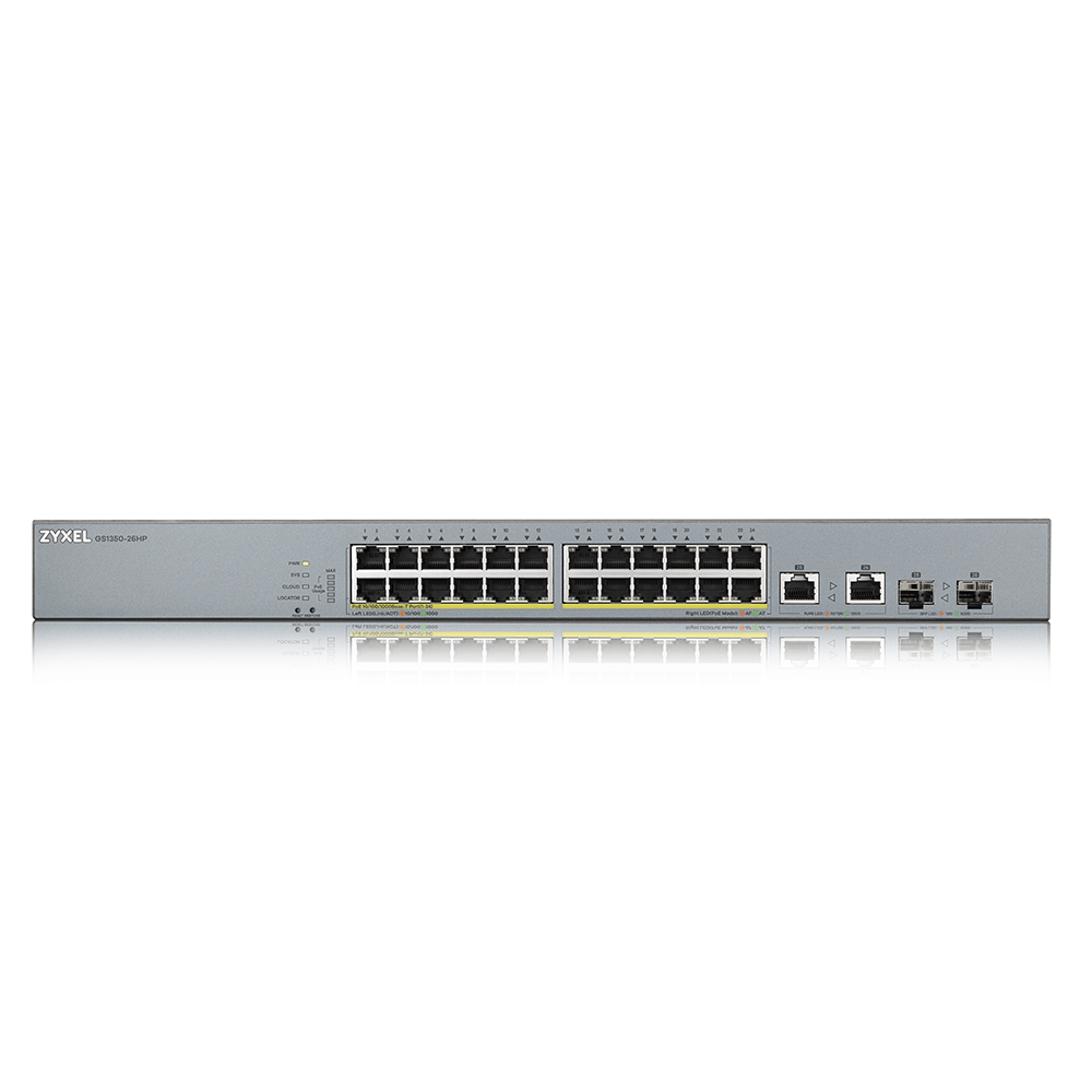 ZyXEL 24port PoE 375w 2-SFP Gigabit Yönetilebilir Switch GS1350-26HP