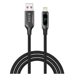 S-link Armor LED UL-012 12W 1m USB to Lightning PD Örgülü LED Başlıklı Siyah Hızlı Şarj Kablosu