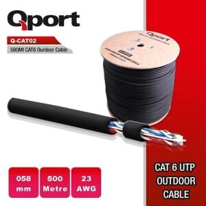 QPORT 500metre CAT6 Utp 23AWG Siyah Outdoor Makaralı Kablo Q-CATO2