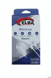 Elba ELB05-PD-25WIOS Beyaz 25W Usb-c Ev Şarj Kafa+1mt Type-c To Lightnıng Kablo PD3.0-QC4.0 Hızlı Ş