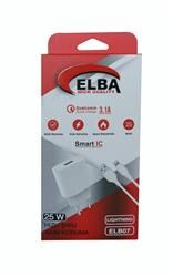 Elba ELB07-USB-25WIOS Beyaz 25W Usb Ev Şarj Kafa+ Usb 1mt Lightning Kablo QC4.0 Hızlı Şarj